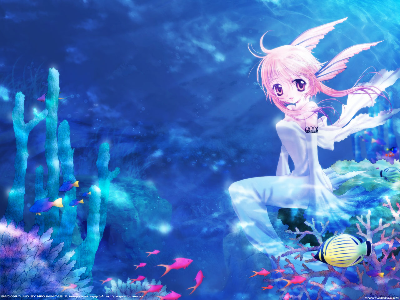 anime mermaid wallpaper,cg artwork,anime,fictional character,sky,graphic design