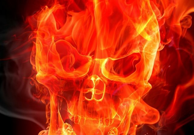 燃える頭蓋骨の壁紙,火炎,熱,火,オレンジ