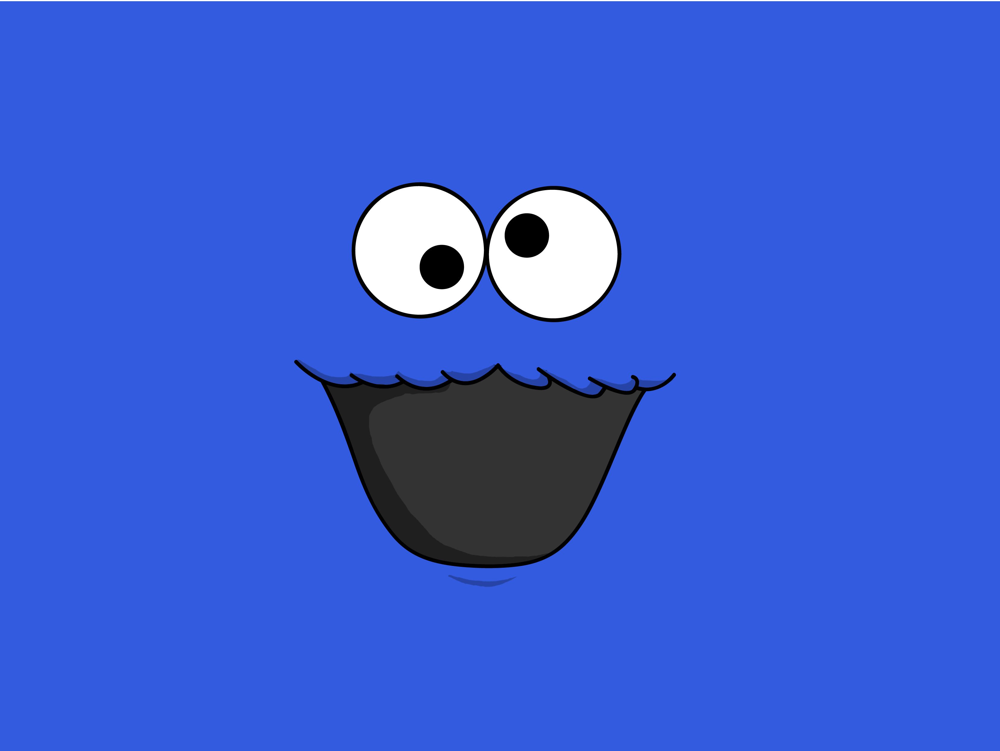 cookie monster wallpaper hd,bleu,dessin animé,sourire,œil,police de caractère