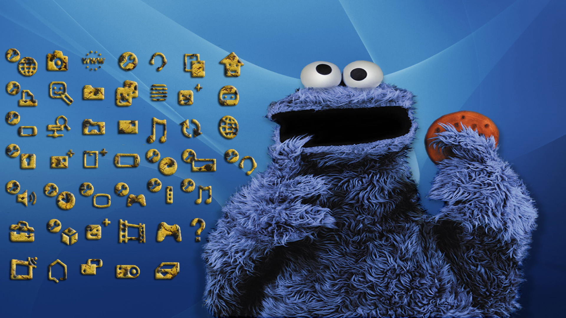 cookie monster fondo de pantalla hd,azul,cielo,animación,ilustración,fotografía
