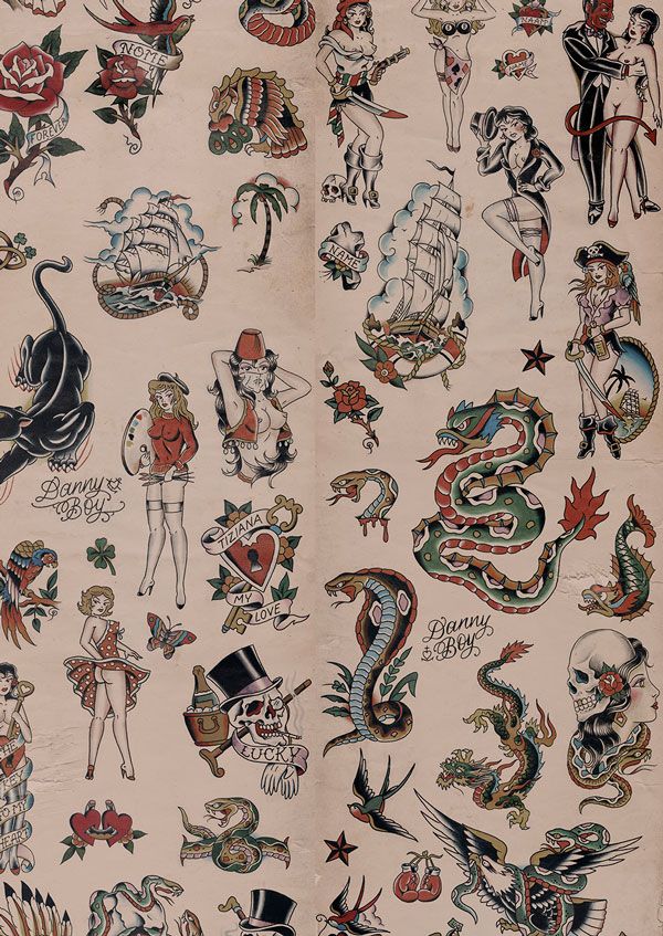 old school tattoo wallpaper,pattern,botany,textile,art,design