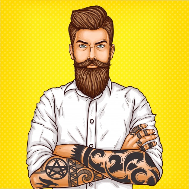 carta da parati uomo tatuaggio,barba,baffi,illustrazione,personaggio fittizio,arte