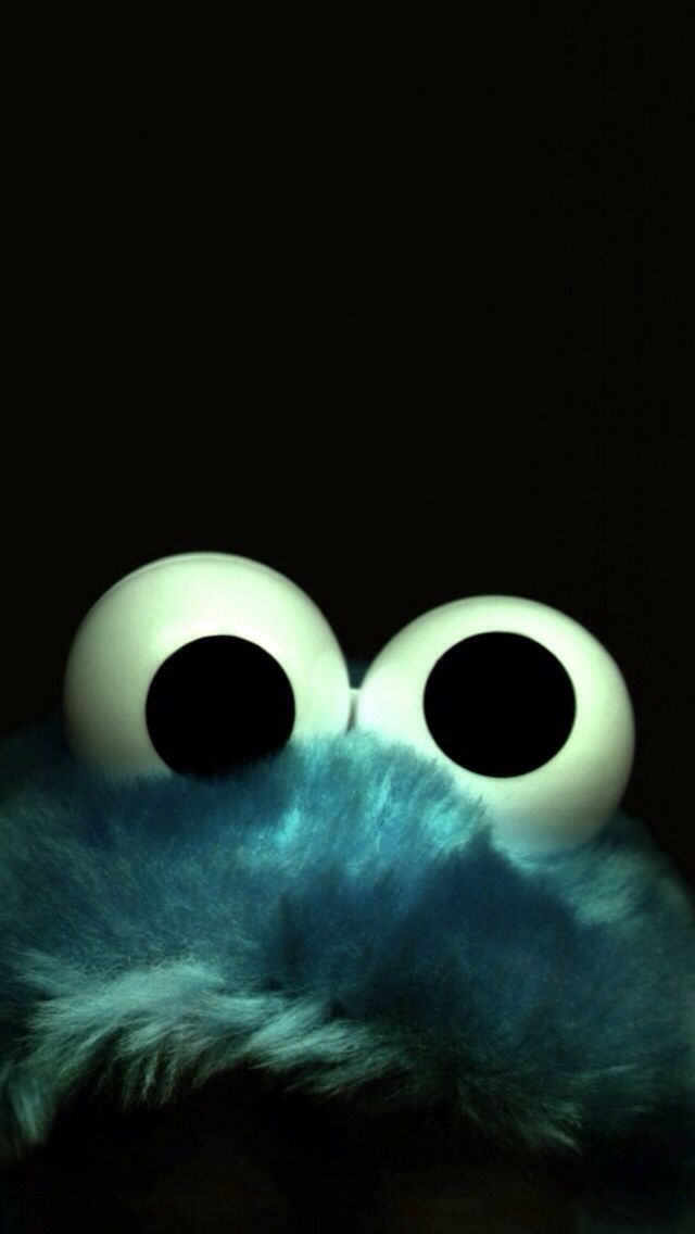 cookie monster iphone wallpaper,auge,animation,dunkelheit,platz,illustration