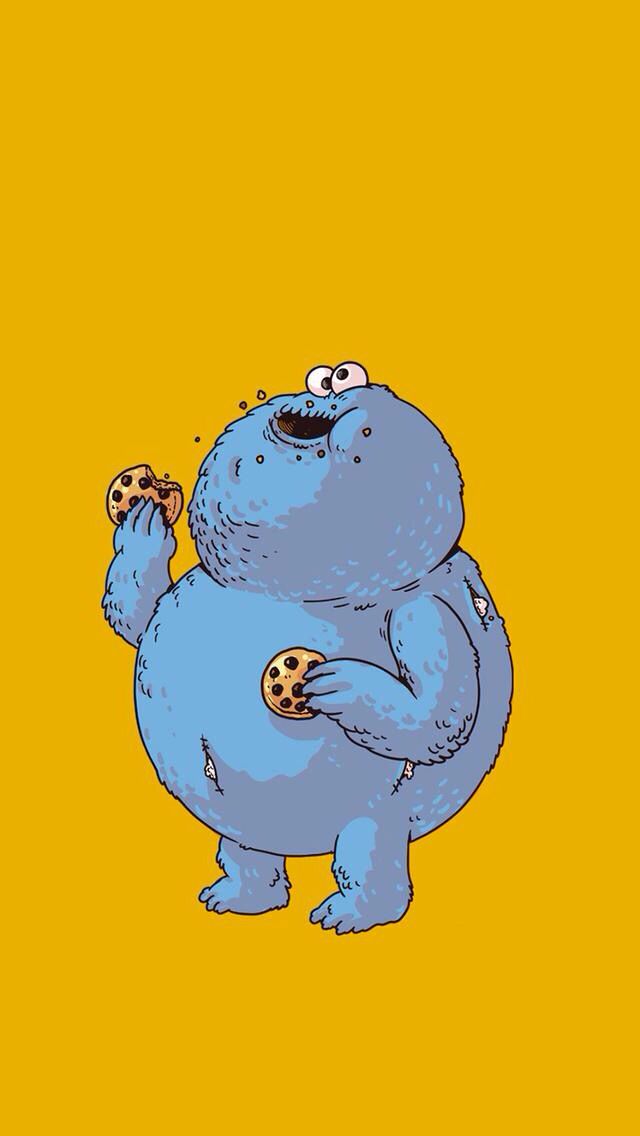 cookie monster iphone wallpaper,cartoon,illustration,animation,art,clip art