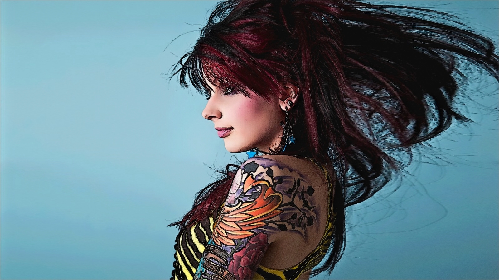 tattooed women wallpaper,hair,hairstyle,hair coloring,beauty,tattoo
