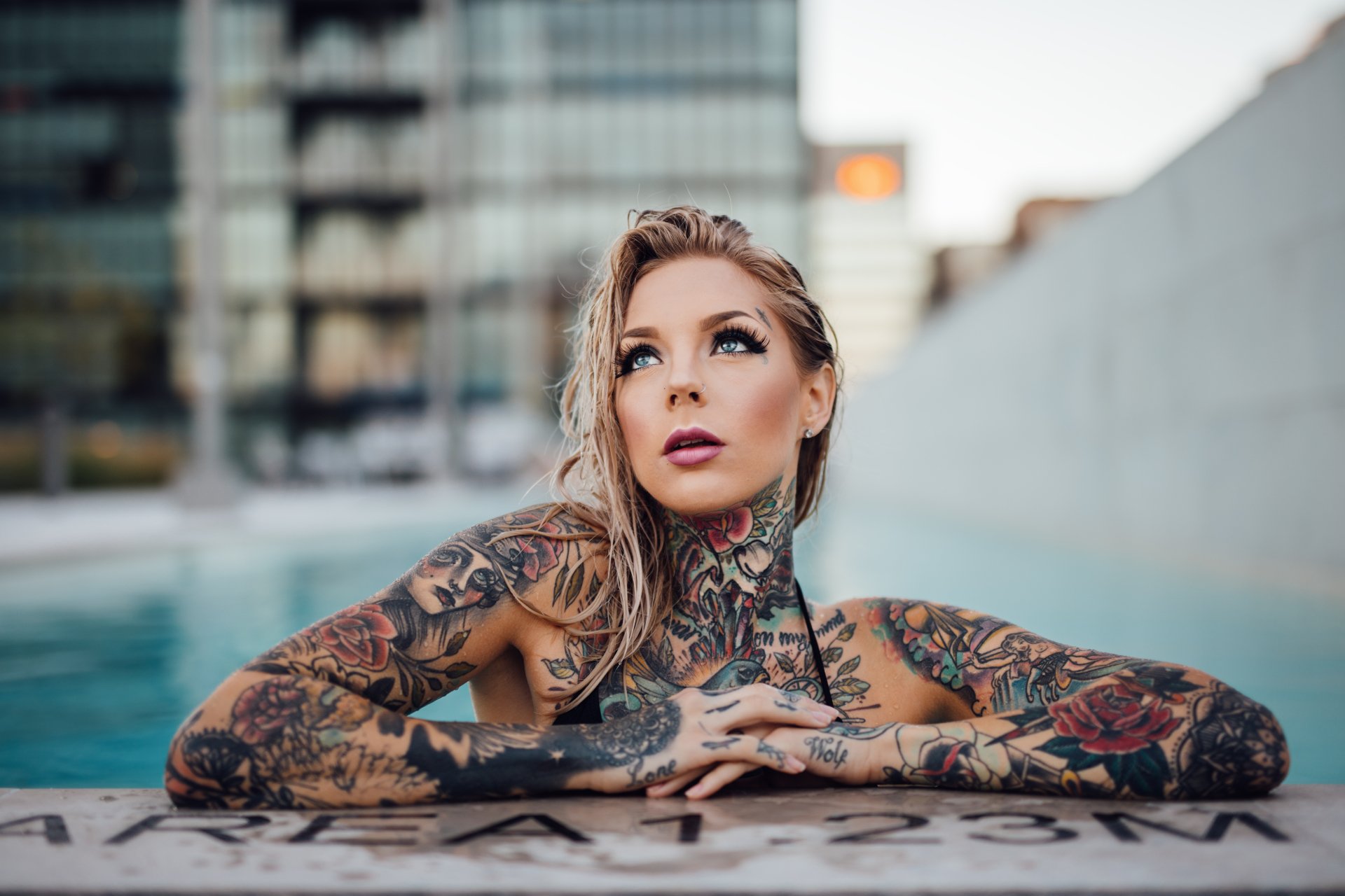 tattoo model wallpaper,tattoo,beauty,skin,fashion,sitting