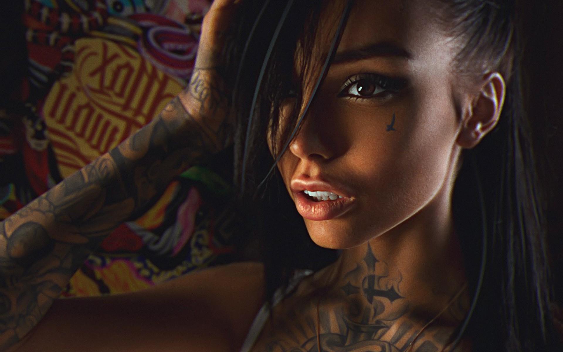 tattoo model wallpaper,face,hair,skin,beauty,head