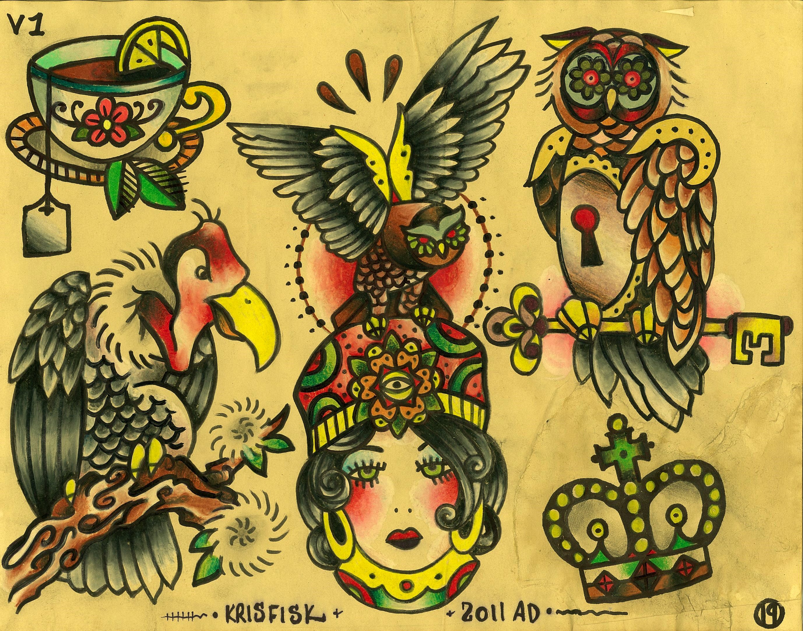 전통적인 문신 벽지,새,삽화,미술,날개,타투
