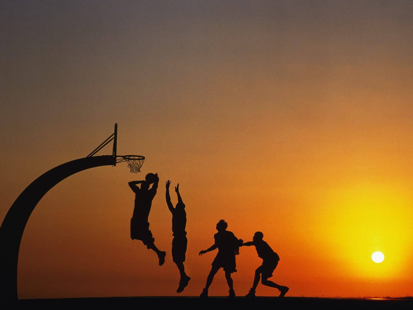 女の子のバスケットボールの壁紙,空,シルエット,日没,楽しい,ハッピー