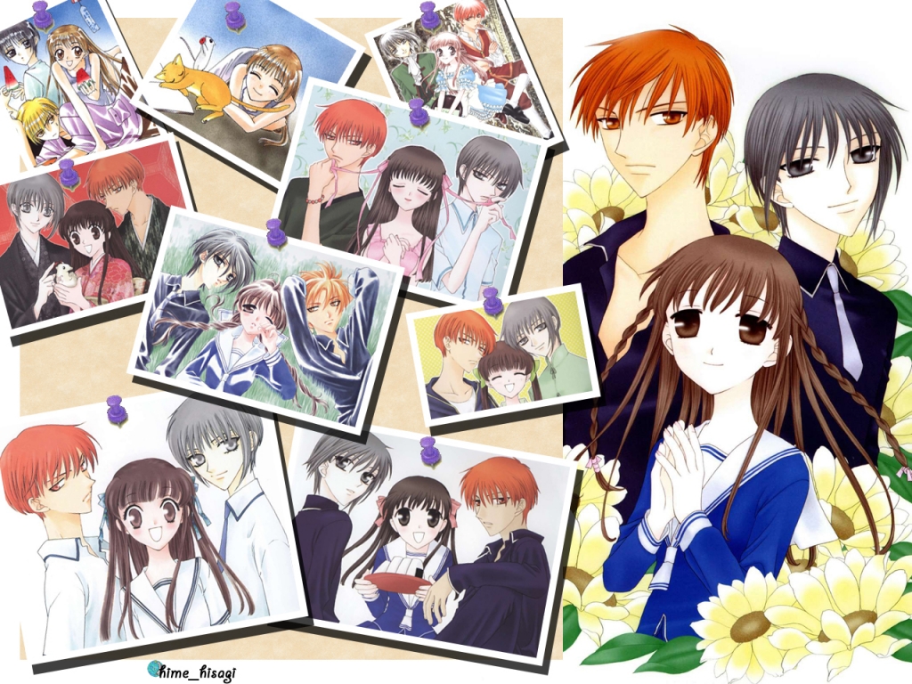 fruits basket wallpaper,anime,cartoon,collage,art,illustration