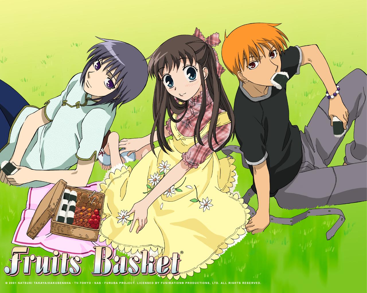 fruits basket wallpaper,cartoon,anime,black hair,illustration,happy