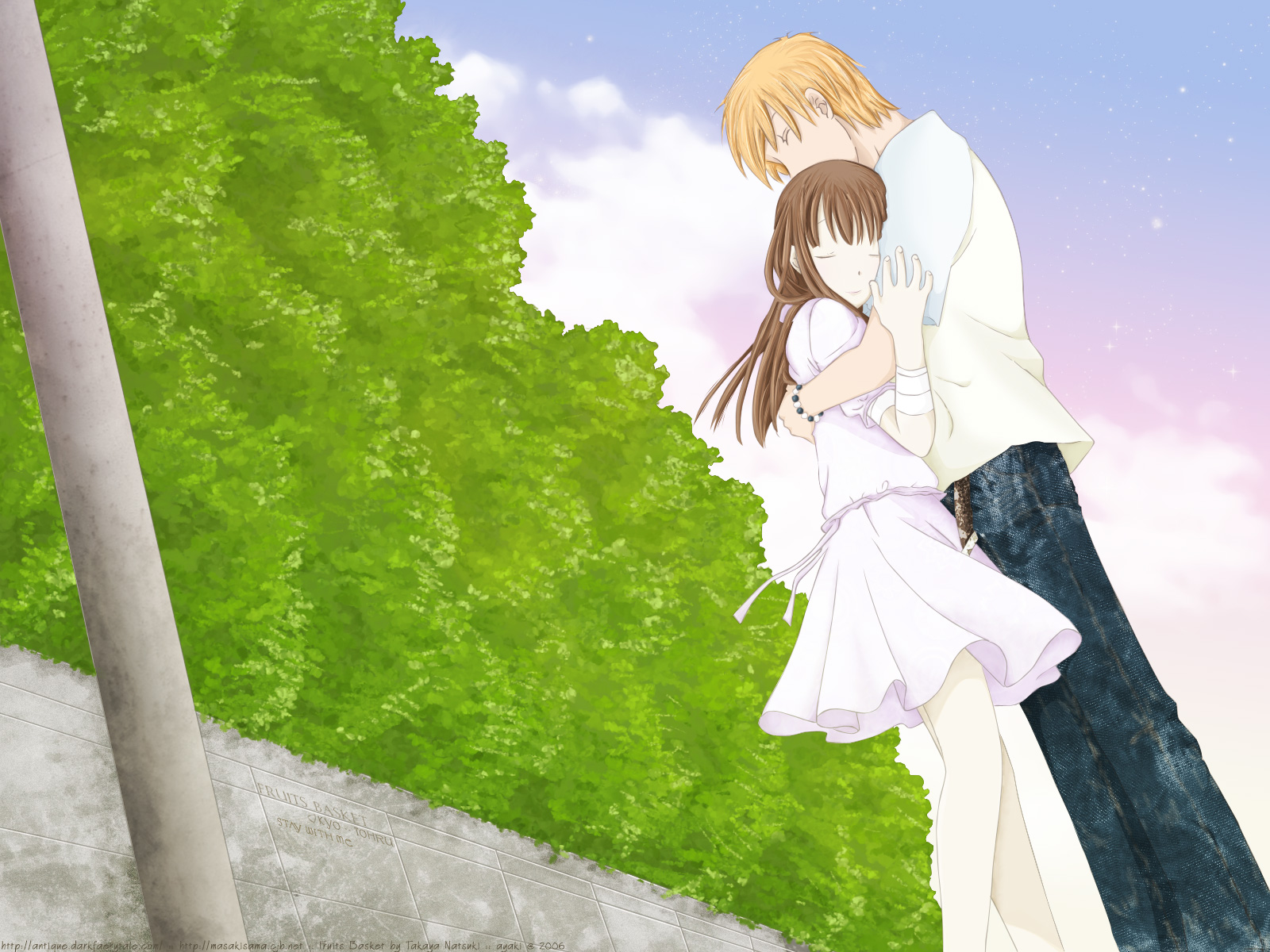 fruits basket wallpaper,people in nature,anime,romance,long hair,grass