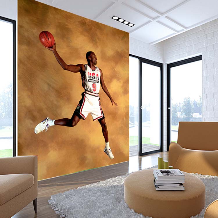 carta da parati basket per camera da letto,giocatore di pallacanestro,canestro,adesivo da parete,pallacanestro,parete