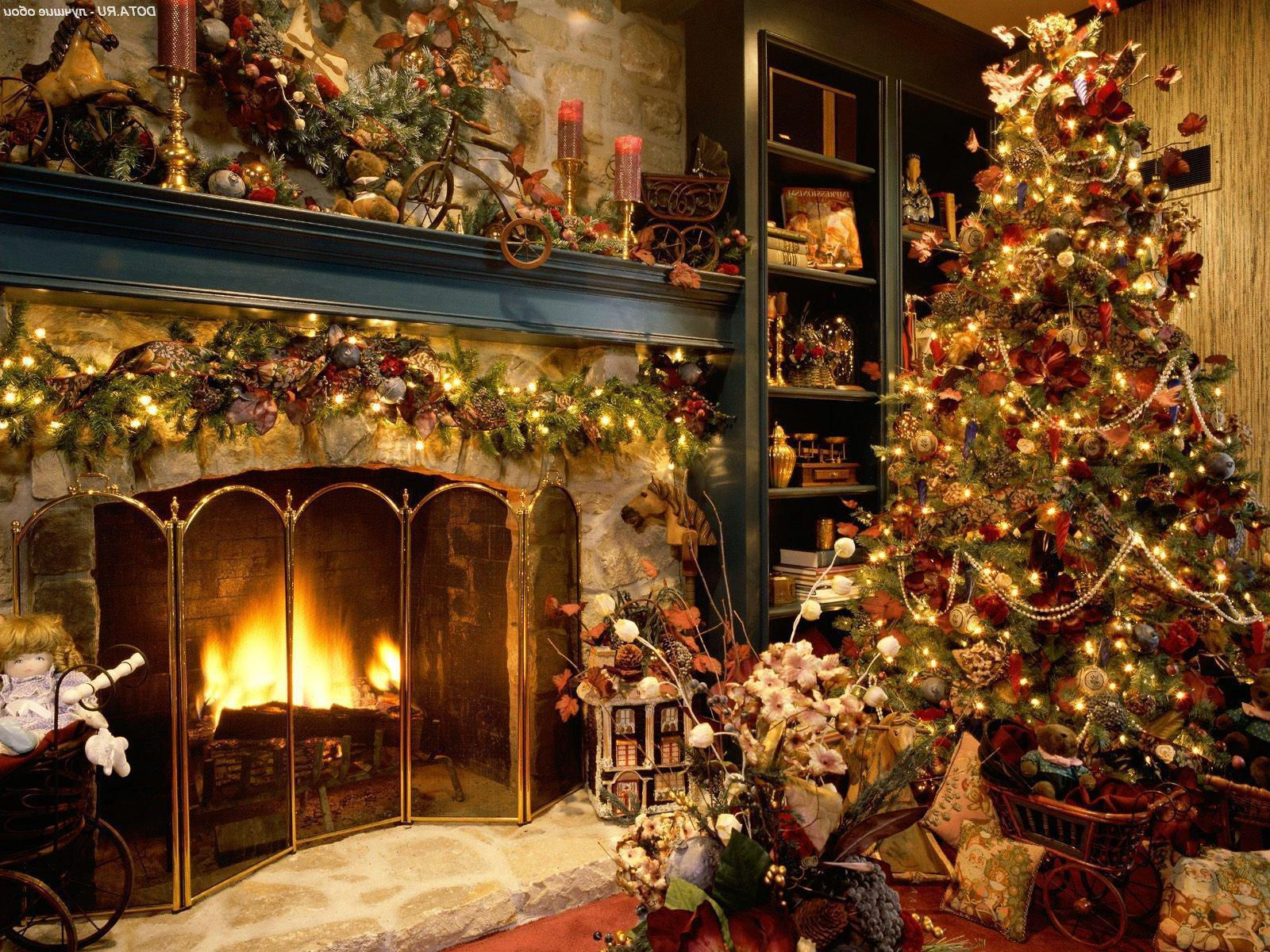 carta da parati noel,albero di natale,natale,focolare,decorazione natalizia,camino