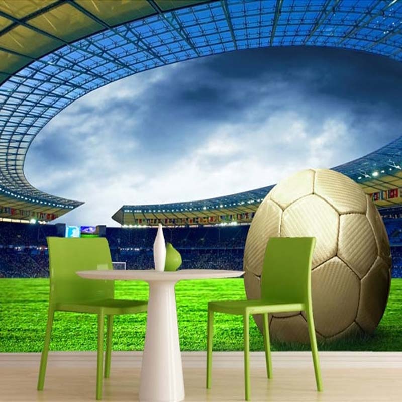 football mural wallpaper,architecture,sky,wallpaper,interior design