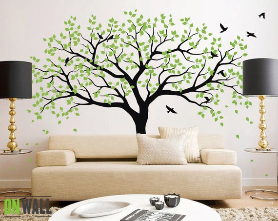 papel pintado grande para pared,árbol,pared,sala,habitación,diseño de interiores