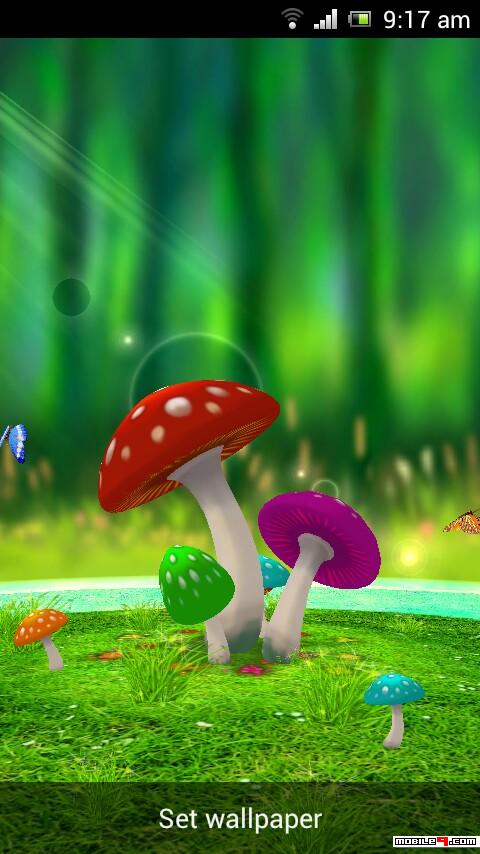 3d mushroom garden live wallpaper,mushroom,nature,natural landscape,green,grass