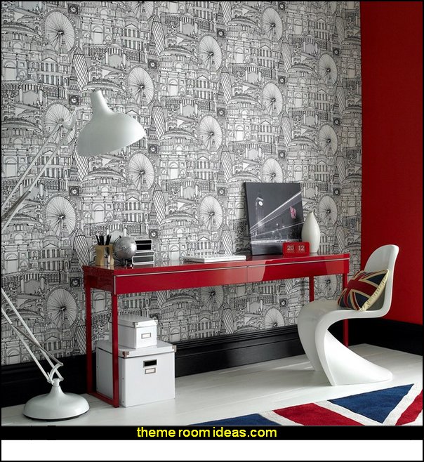 寝室のためのロンドンの壁紙,壁紙,赤,壁,インテリア・デザイン,ルーム
