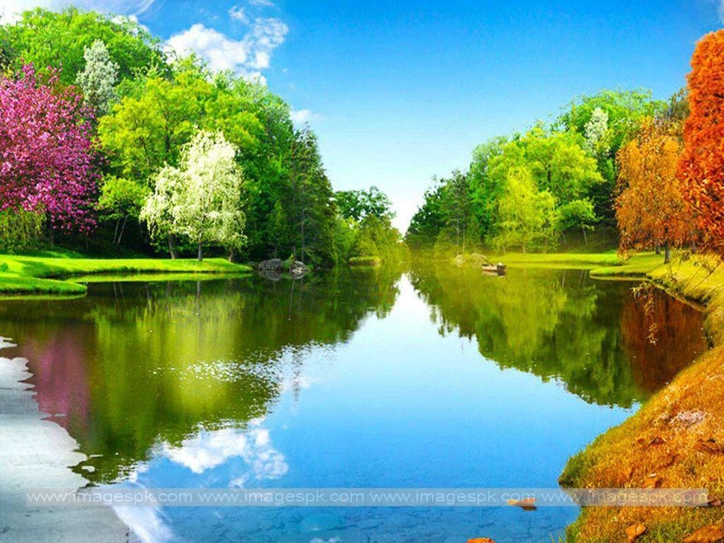 paysage live wallpaper,paysage naturel,la nature,réflexion,plan d'eau,ciel