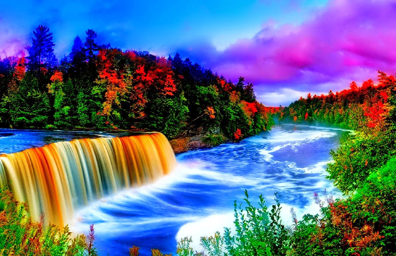 風景ライブ壁紙,自然の風景,自然,水域,滝,水