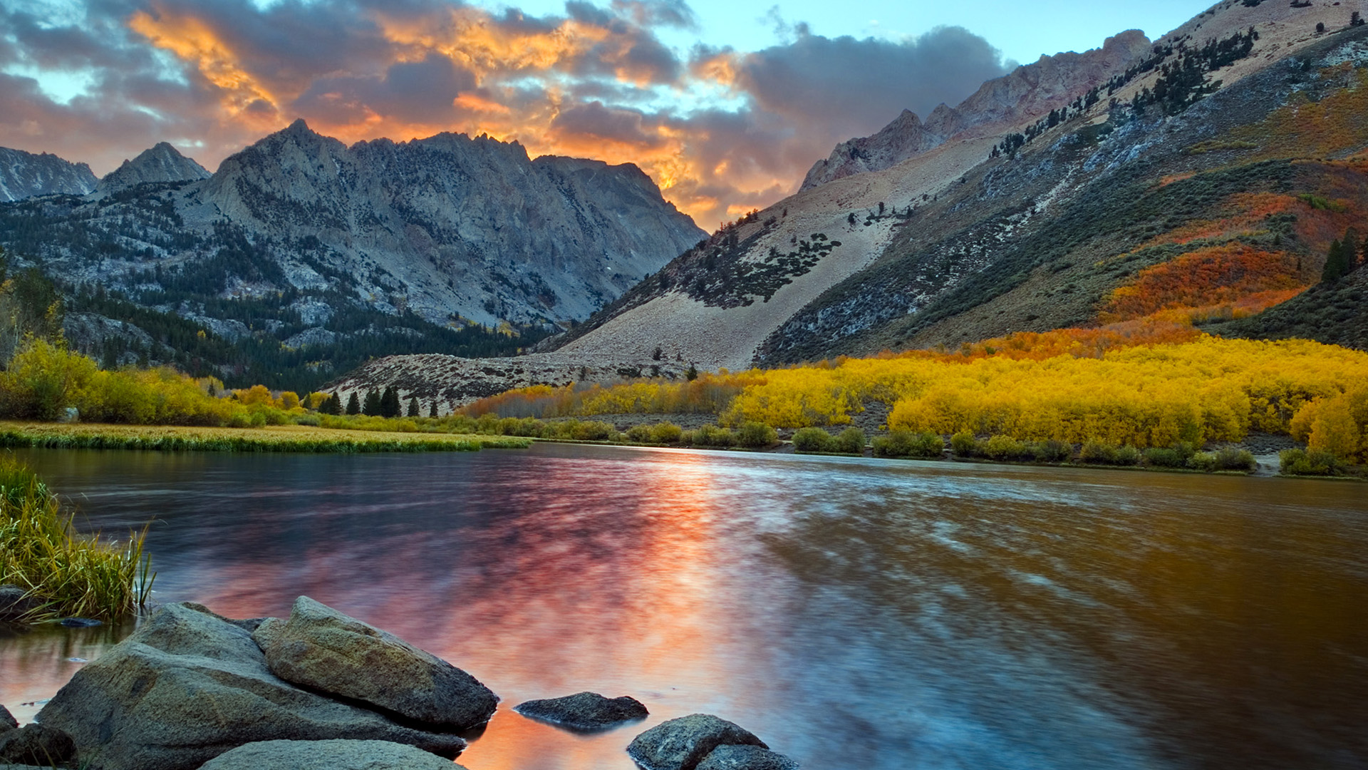 landscape desktop wallpaper,natural landscape,nature,reflection,mountain,sky