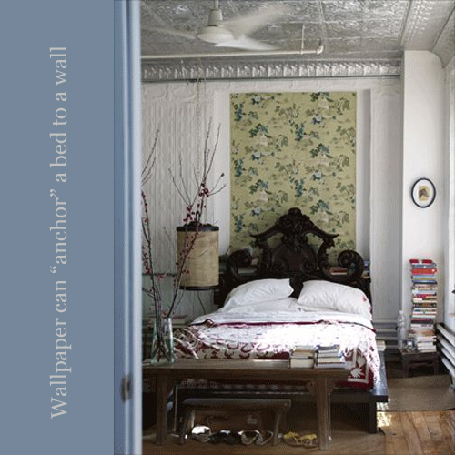 Framed Wallpaper Behind Bed Headboard - Sibella Court- WallpaperUse