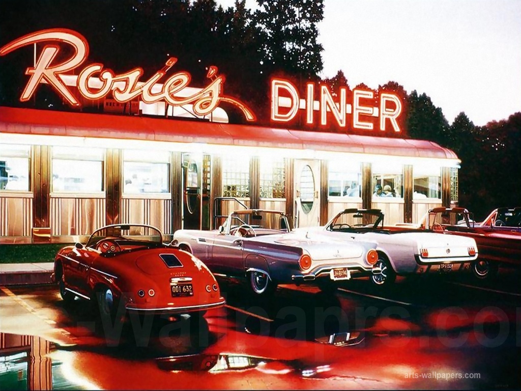 diner wallpaper,motor vehicle,vehicle,car,classic,classic car