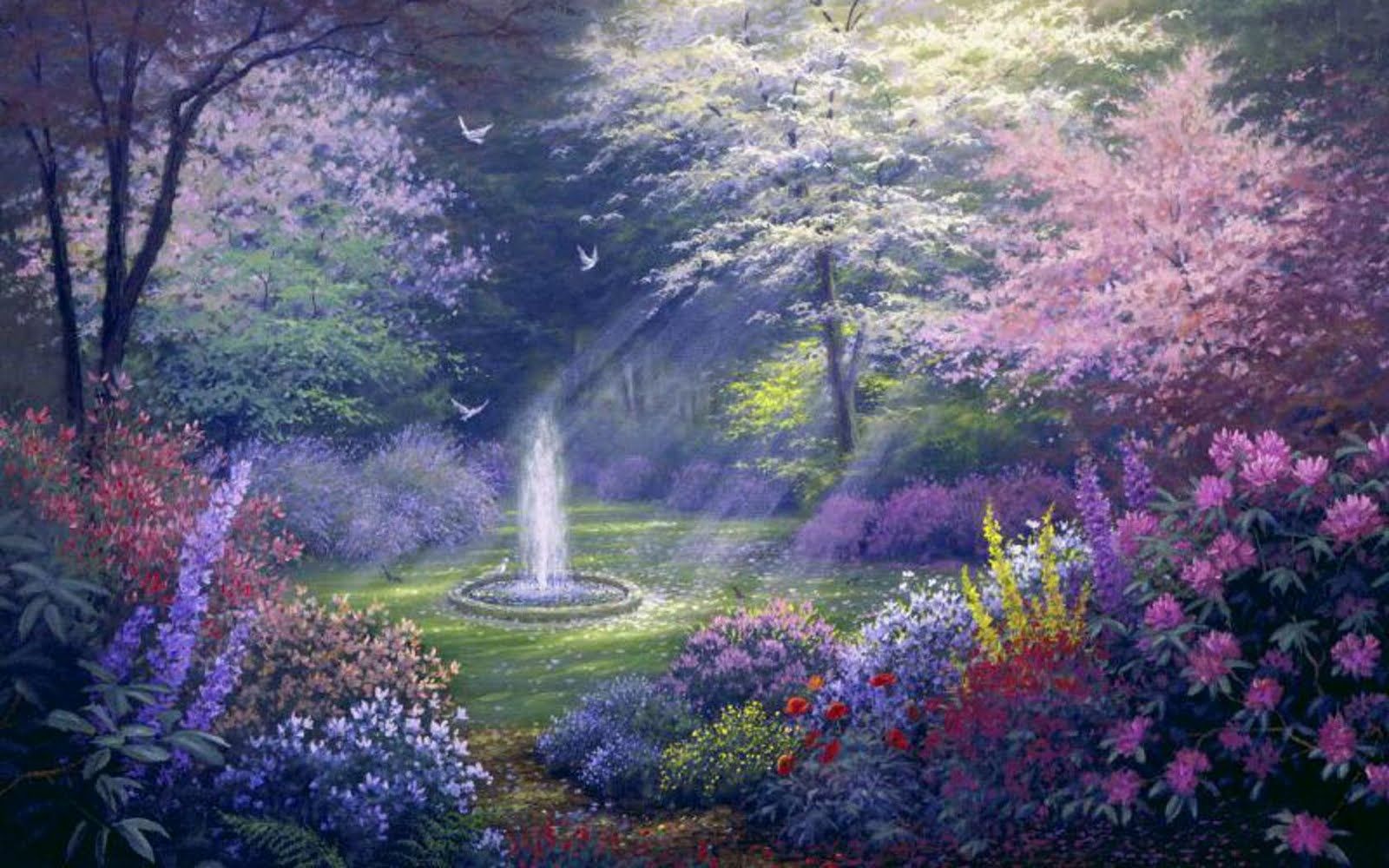 秘密の庭の壁紙,自然の風景,自然,ラベンダー,花,春