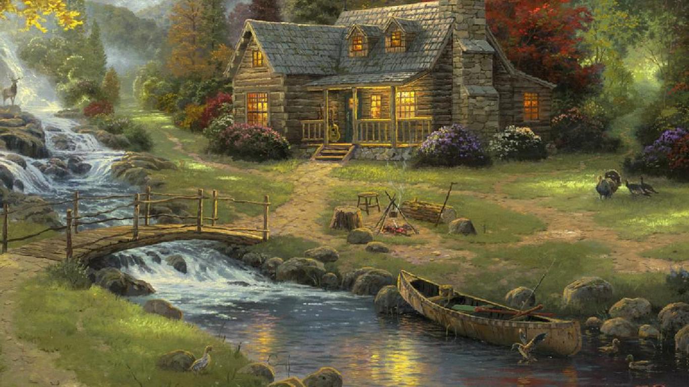 country house wallpaper,natural landscape,nature,painting,strategy video game,bank