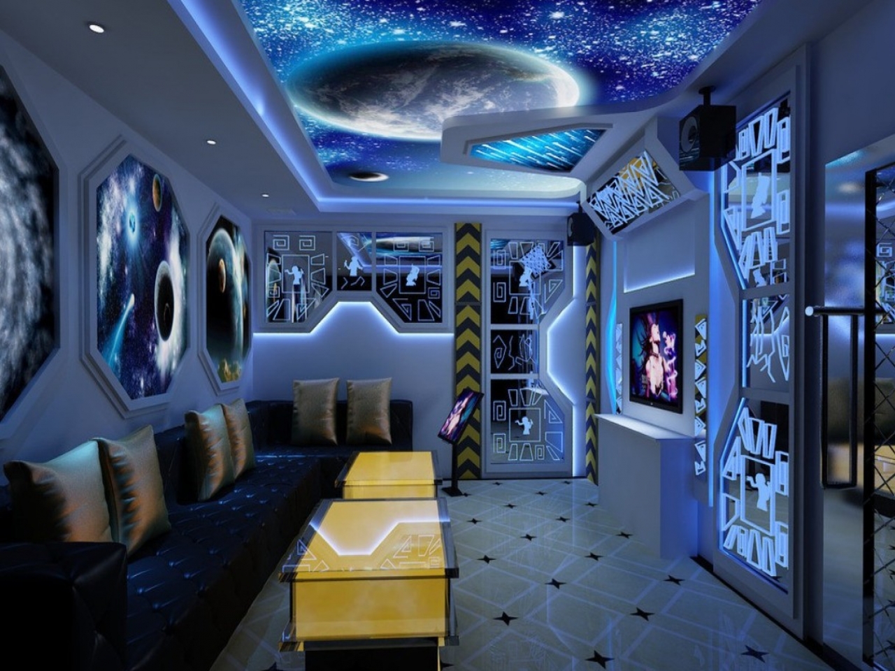 space wallpaper for rooms,interior design,ceiling,room,lighting,building