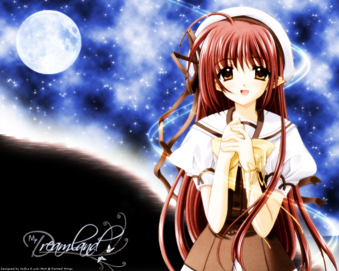 shuffle wallpaper,anime,cartoon,cg artwork,sky,brown hair