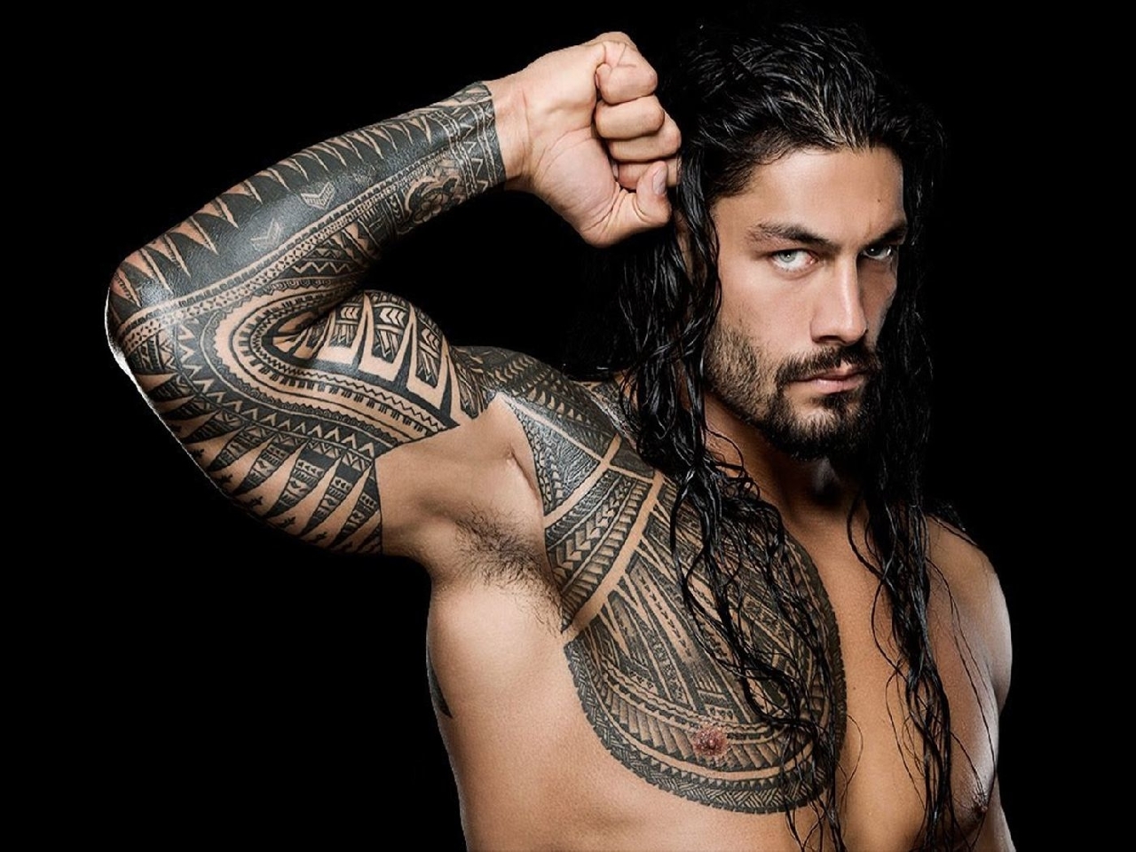 roman reigns full hd fondo de pantalla descargar,tatuaje,barba,descalzo,cofre,humano