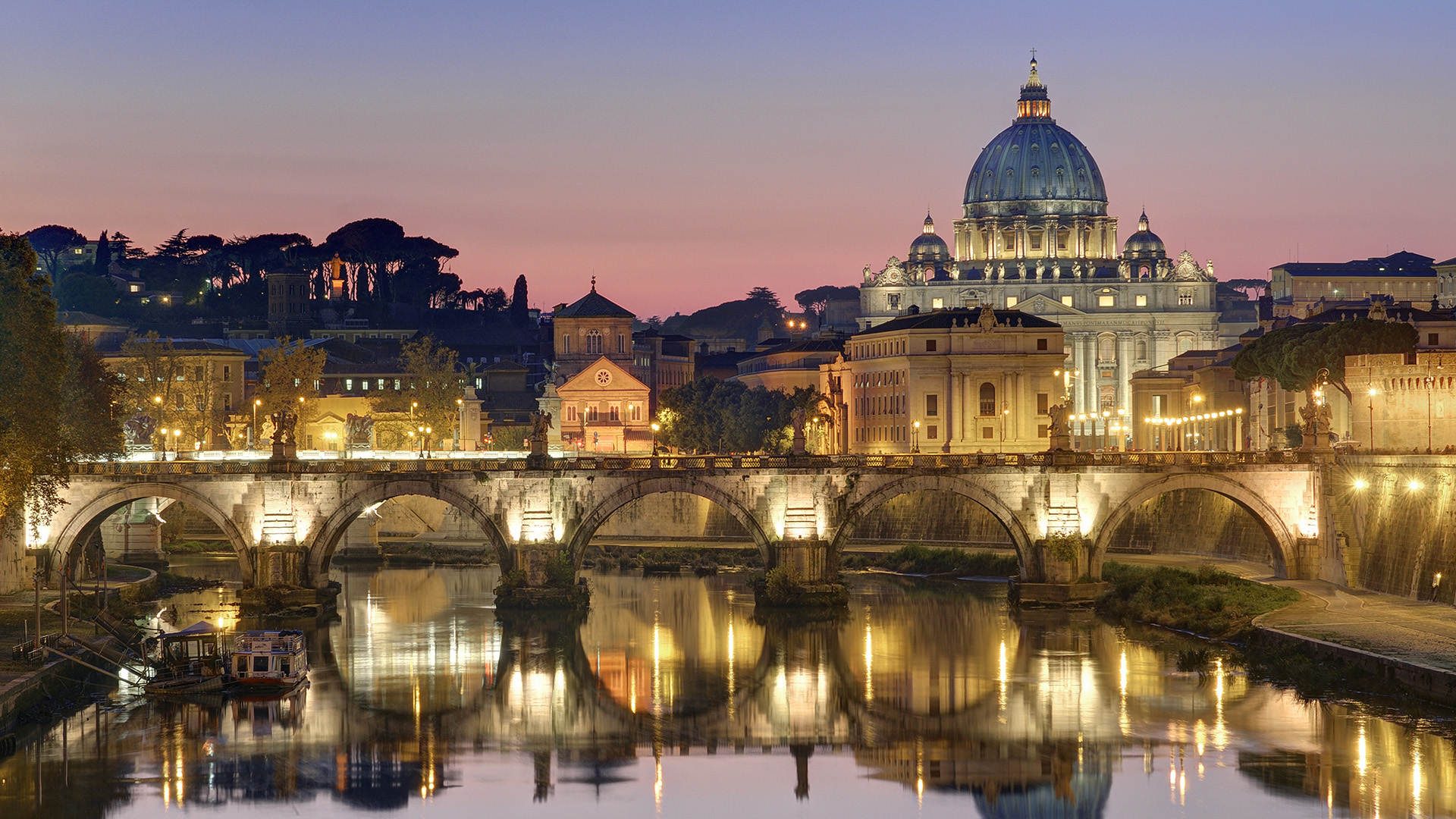 rome wallpaper hd,landmark,reflection,reflecting pool,architecture,basilica