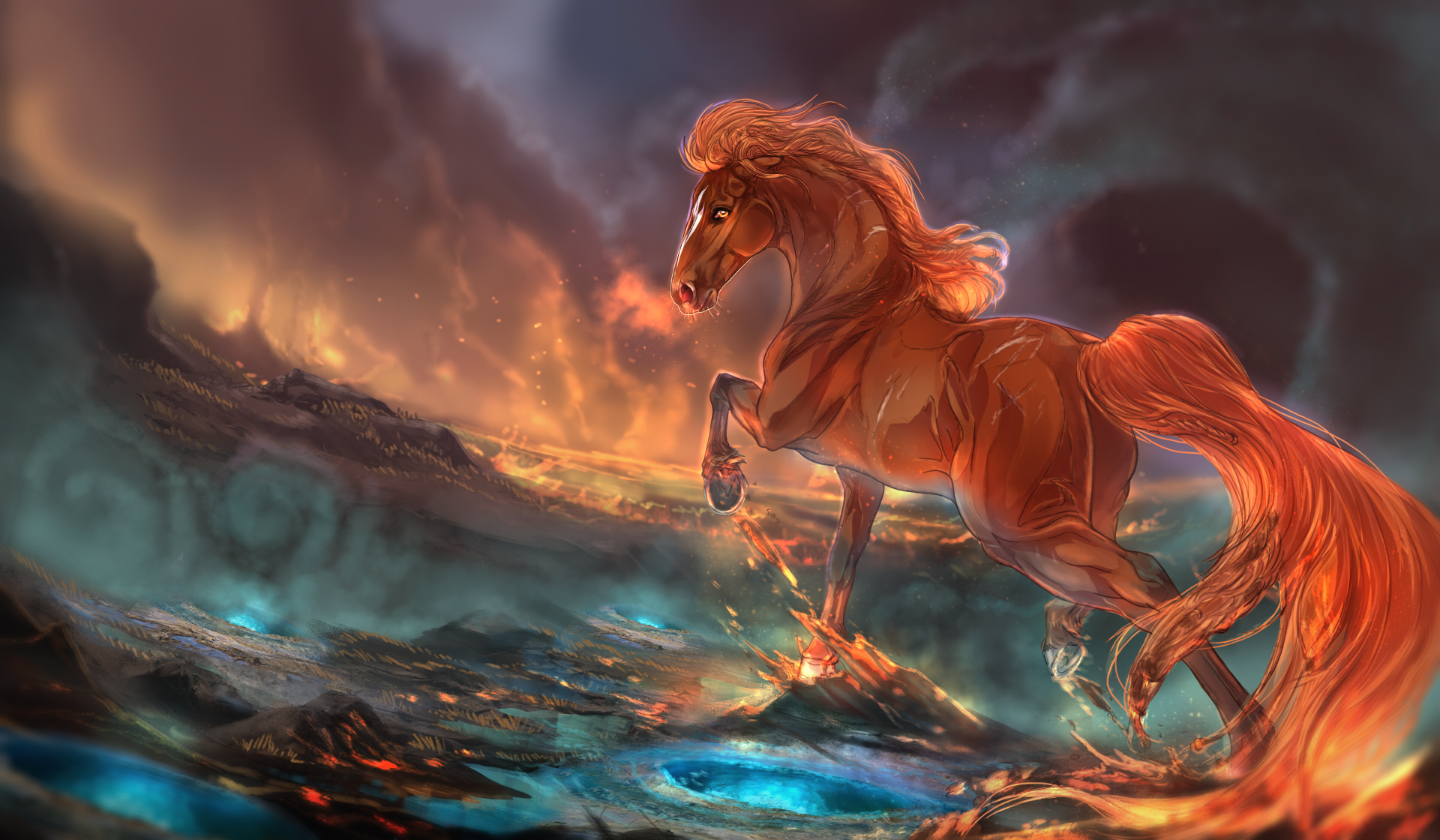 fantasy animal wallpaper,cg artwork,mythology,fictional character,geological phenomenon,illustration