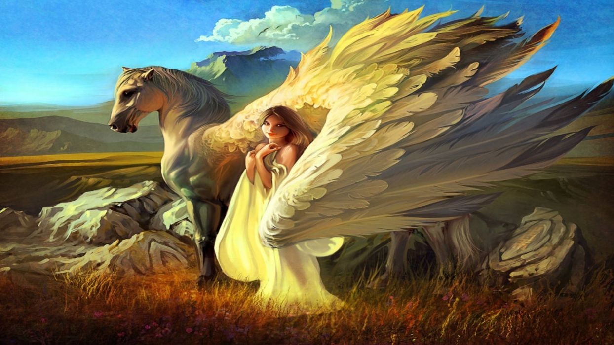 fantasy animal wallpaper,mythology,painting,fictional character,stallion,cg artwork