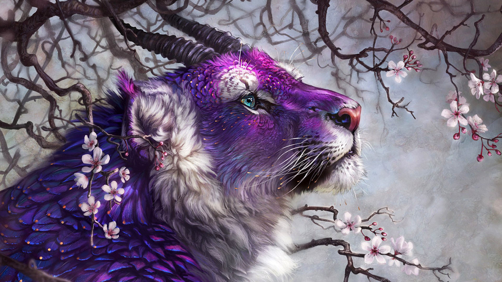 papier peint animal fantastique,violet,félidés,violet,lilas,museau