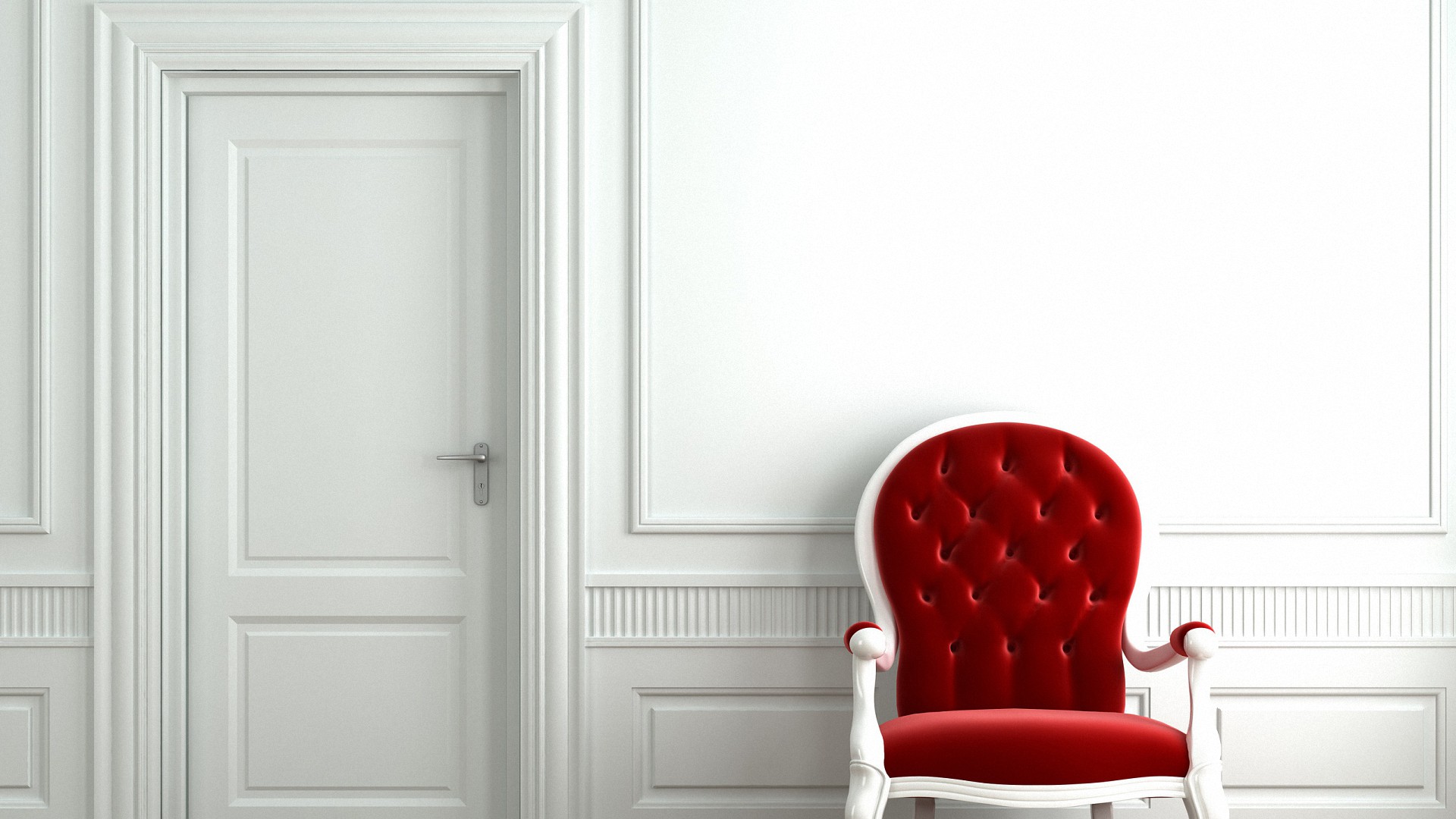의자 벽지,빨간,하얀,가구,벽,방