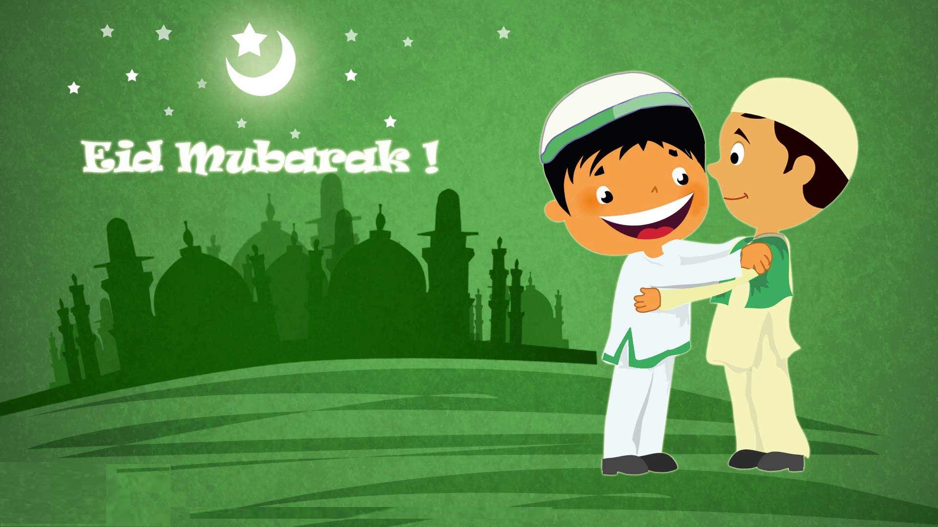 eid ke wallpaper,animated cartoon,green,cartoon,illustration,animation