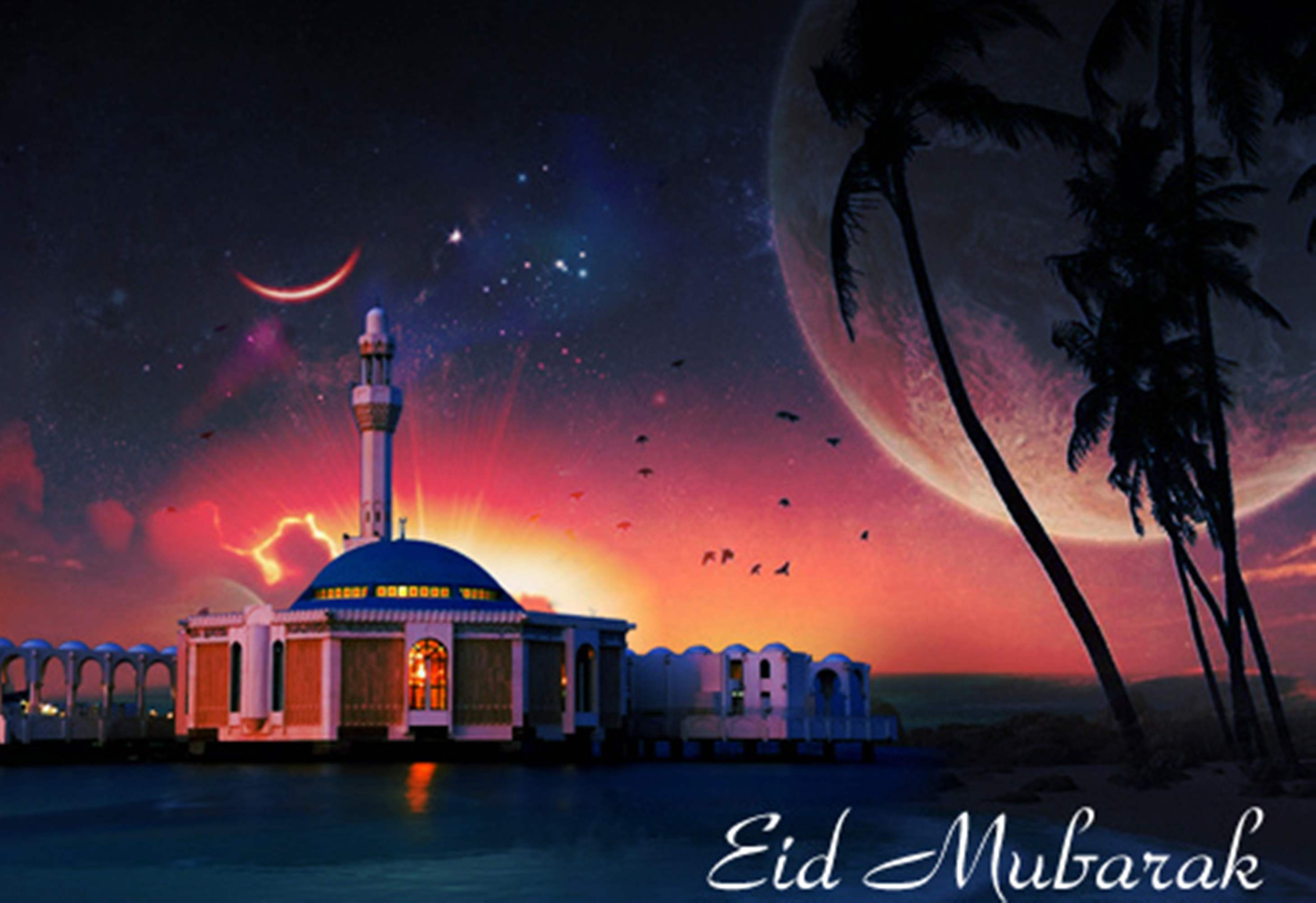 fond d'écran eid hd,ciel,mosquée,nuit,architecture,illustration