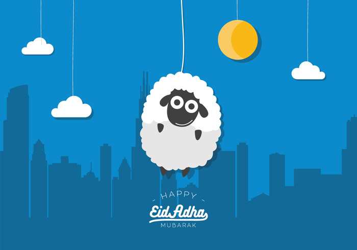 happy eid wallpaper,blue,cartoon,text,graphic design,illustration