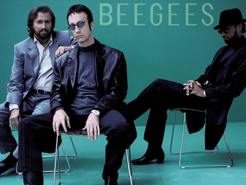 bee gees wallpaper,sitting,fun,font,conversation,photography