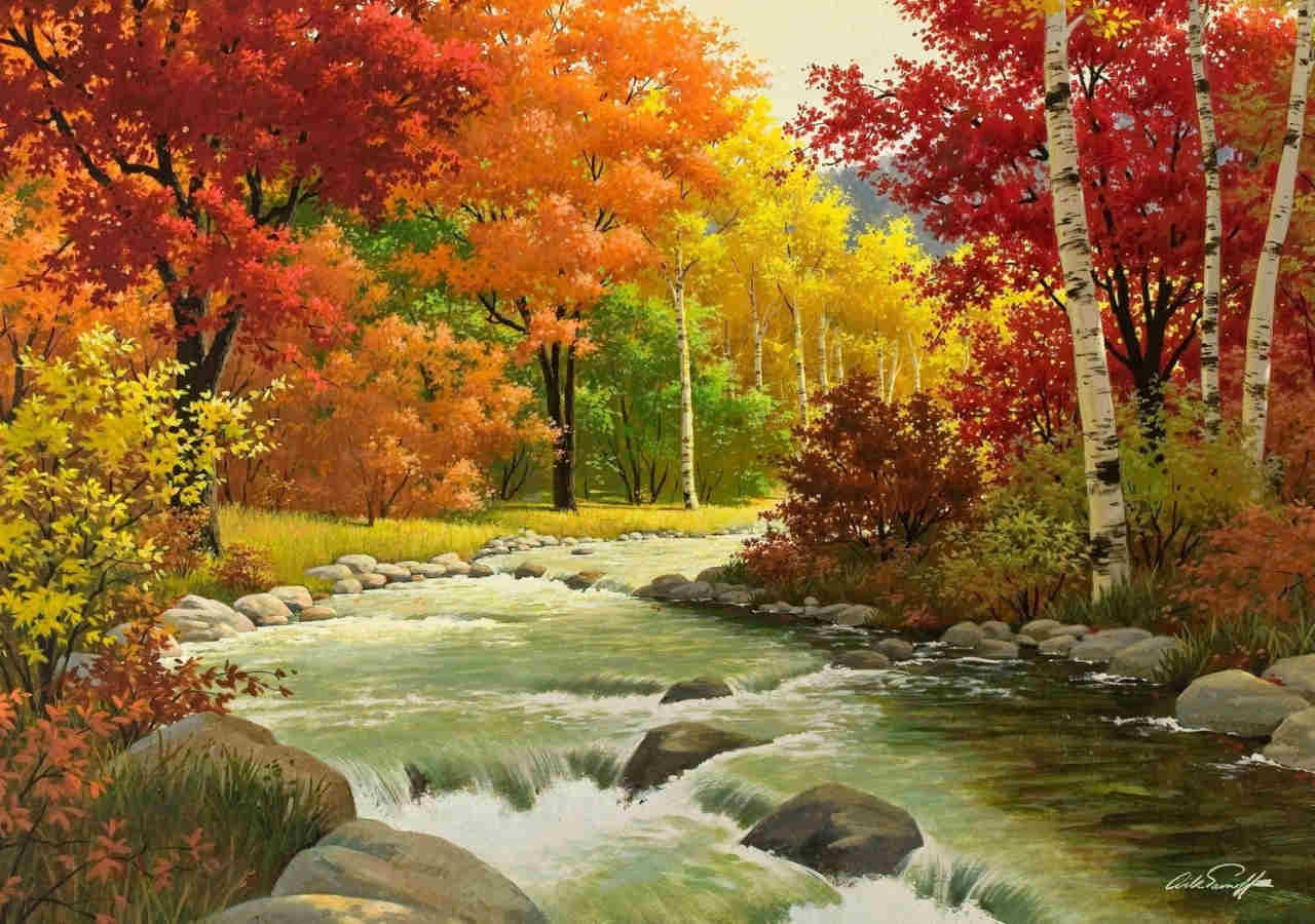 free fall desktop wallpaper,natural landscape,nature,painting,tree,leaf