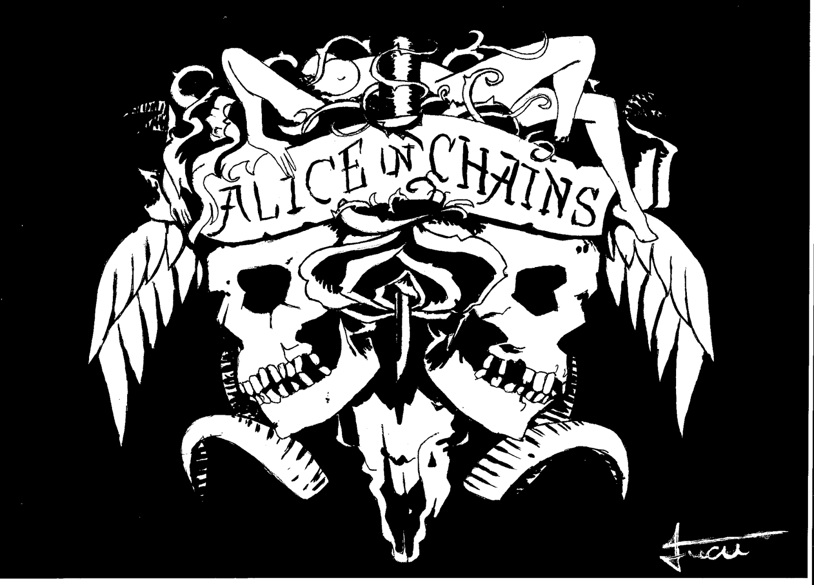 alice in ketten tapete,schriftart,text,schwarz und weiß,grafikdesign,emblem