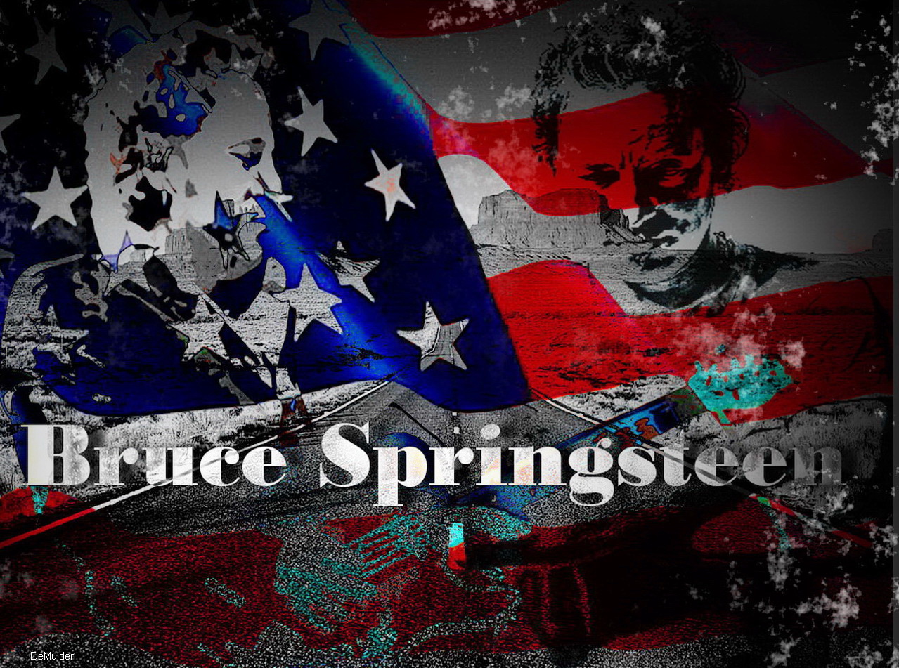 bruce springsteen wallpaper,graphic design,font,flag,album cover,graphics