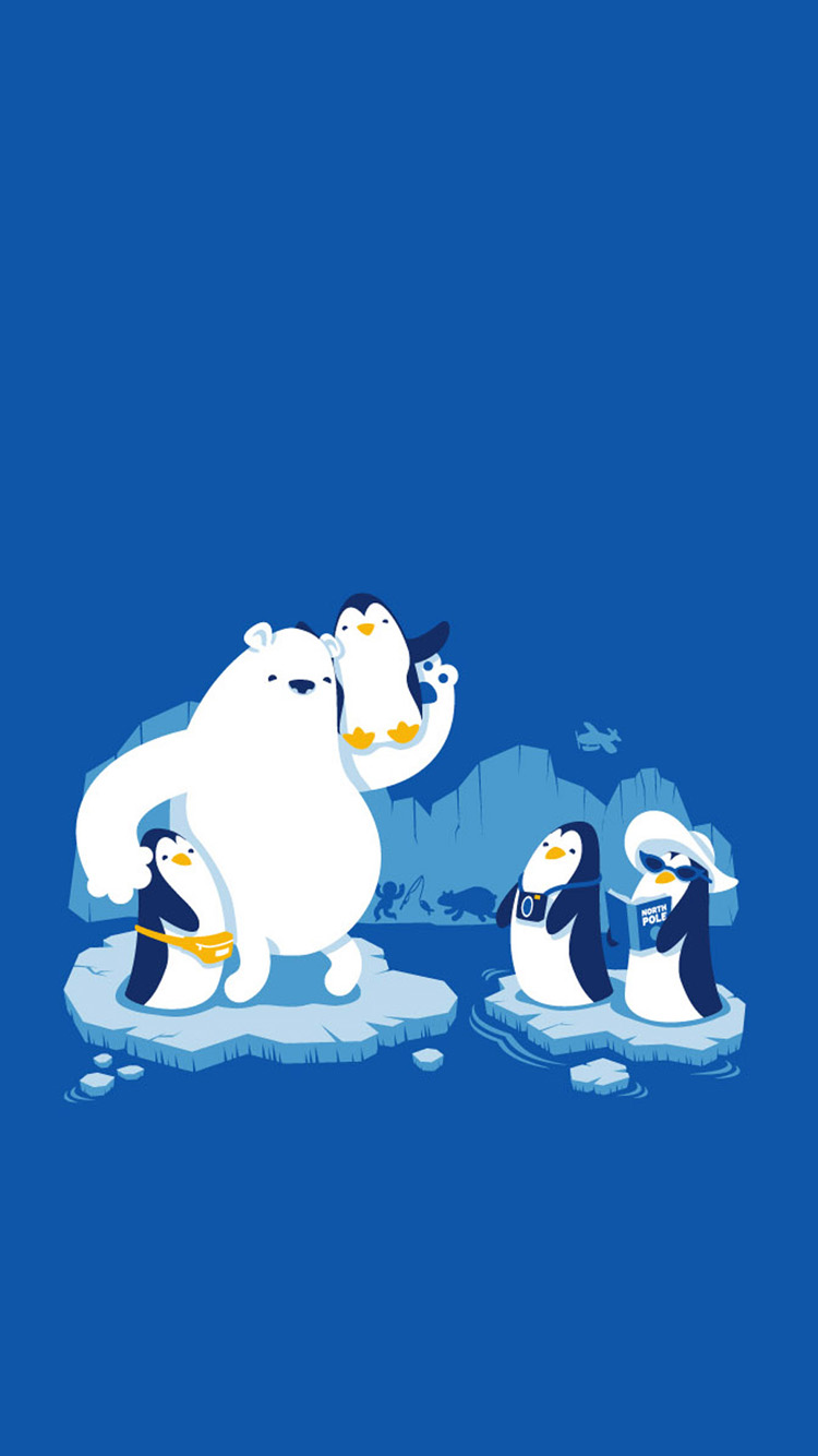 polar bear iphone wallpaper,flightless bird,cartoon,penguin,bird,illustration