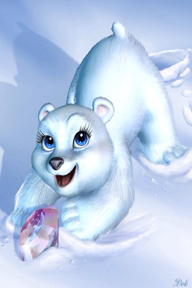 polar bear iphone wallpaper,cartoon,animated cartoon,illustration,arctic fox,squirrel