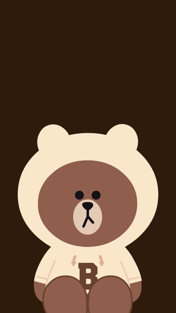 carta da parati orso linea,cartone animato,marrone,orso,illustrazione,orsacchiotto di peluche
