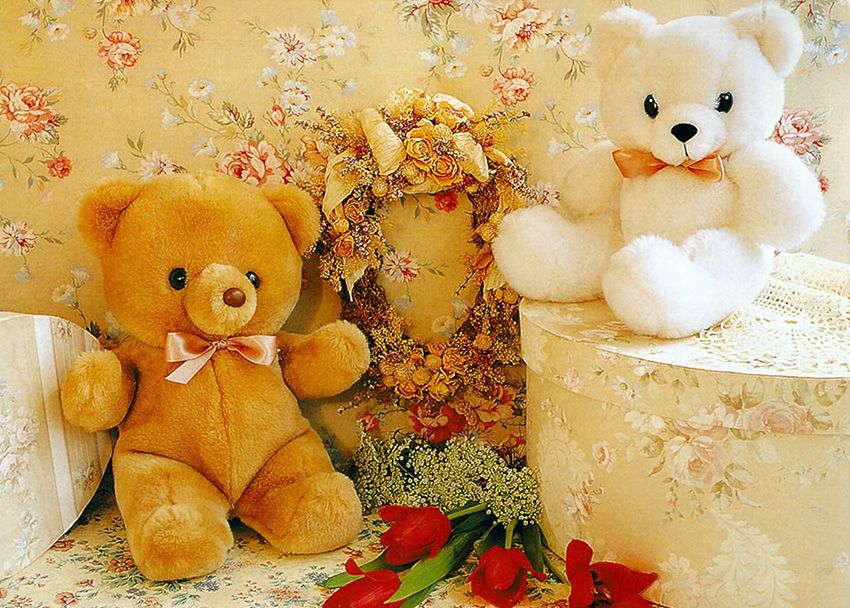 sweet teddy wallpaper,teddy bear,toy,stuffed toy,yellow,plush