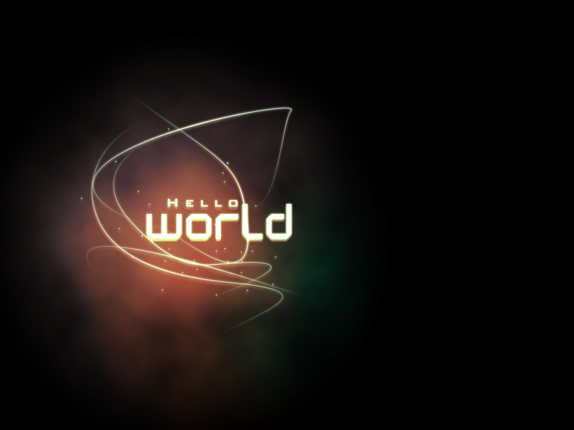 hello world wallpaper,black,text,font,light,logo (#545820) - WallpaperUse
