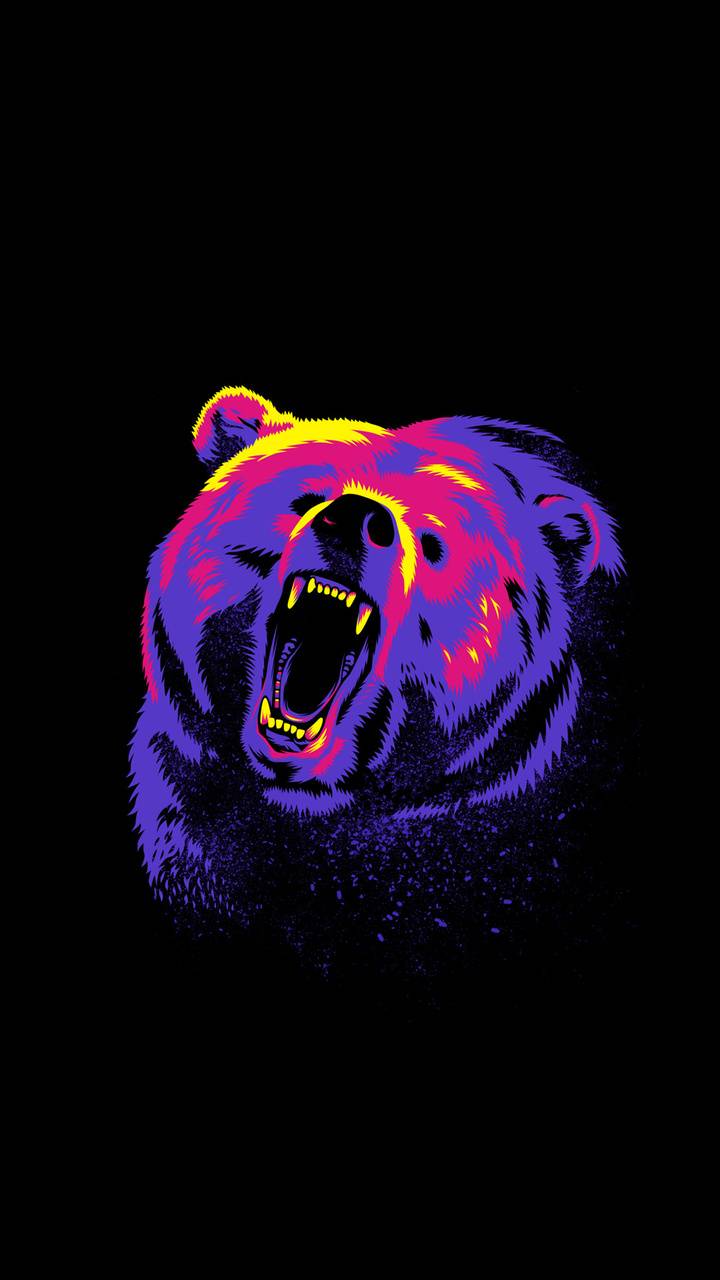 ours fond d'écran iphone,noir,ours,violet,rugir,néon